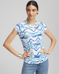 Ocean Waves Cap Sleeve Dolman Tee Alabaster - Chico's