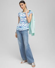 Ocean Waves Cap Sleeve Dolman Tee Alabaster - Chico's