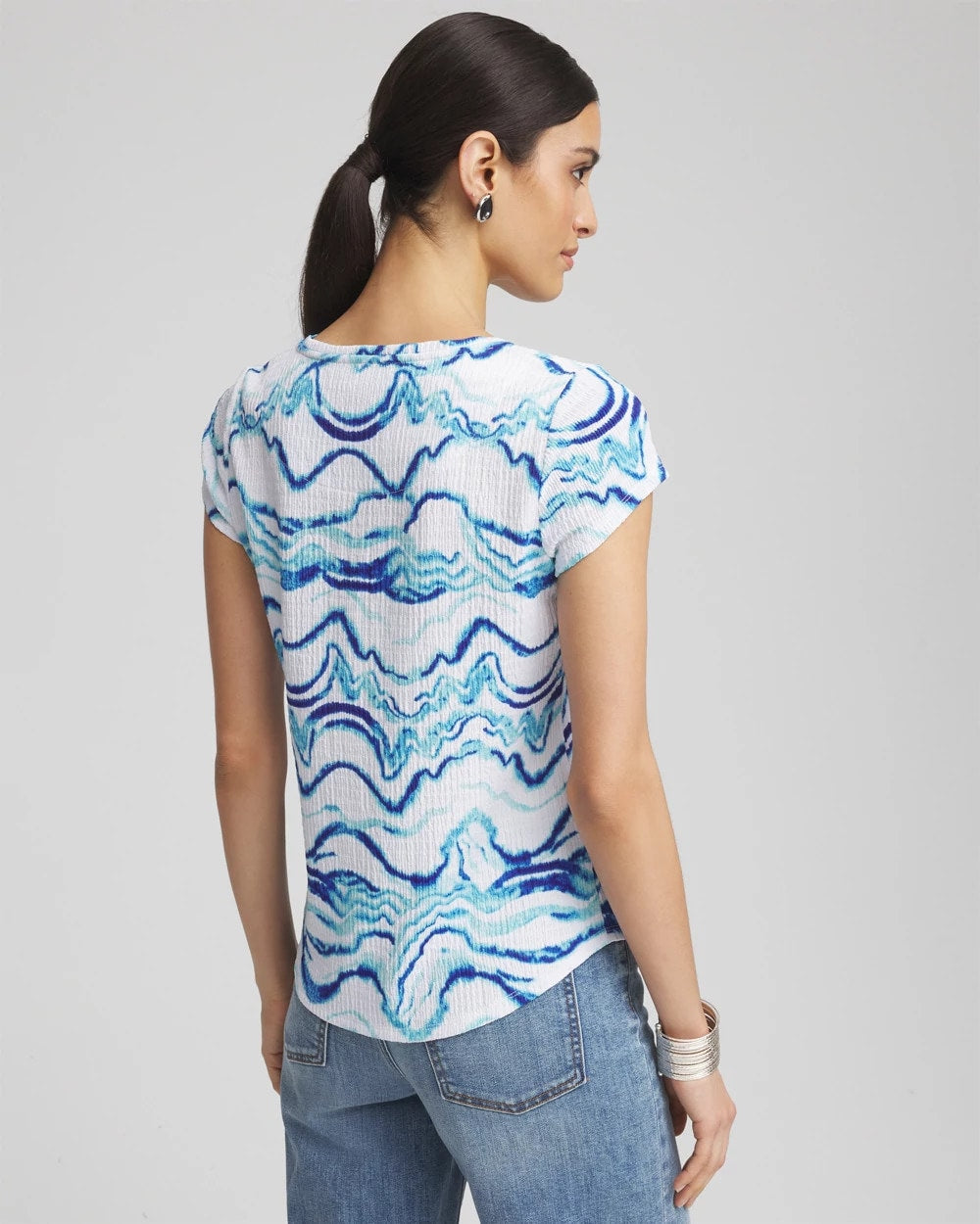 Ocean Waves Cap Sleeve Dolman Tee Alabaster - Chico's