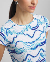 Ocean Waves Cap Sleeve Dolman Tee Alabaster - Chico's