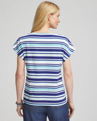 Stripe Modern Cap Sleeve Tee Paradiso Blue - Chico's