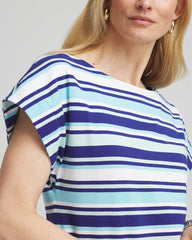 Stripe Modern Cap Sleeve Tee Paradiso Blue - Chico's