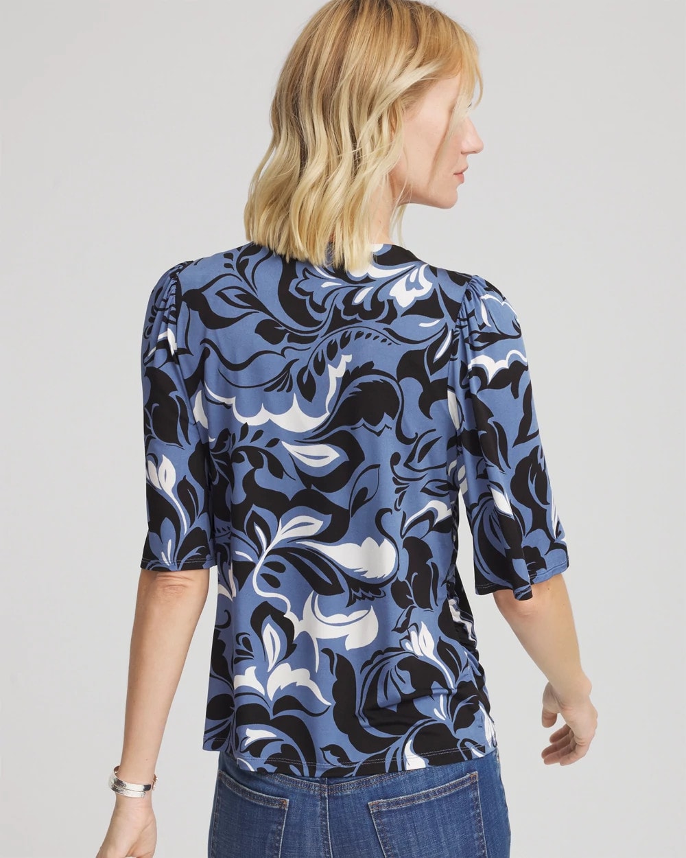 Stretch-Knit Flutter-Sleeve Tee Blue Lotus - Chico's