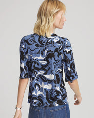 Stretch-Knit Flutter-Sleeve Tee Blue Lotus - Chico's