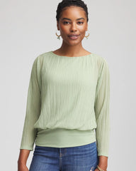 Touch of Cool™ Textured Banded-Hem Top Sage Meadow - Chico's