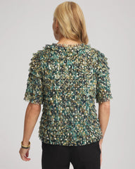 Foiled Mesh Ruffle Crop Tee Darkest Spruce - Chico's