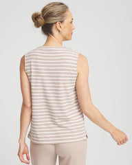 Zenergy® UPF Sleeveless Metallic-Striped Tank Light Taupe Heather - Chico's