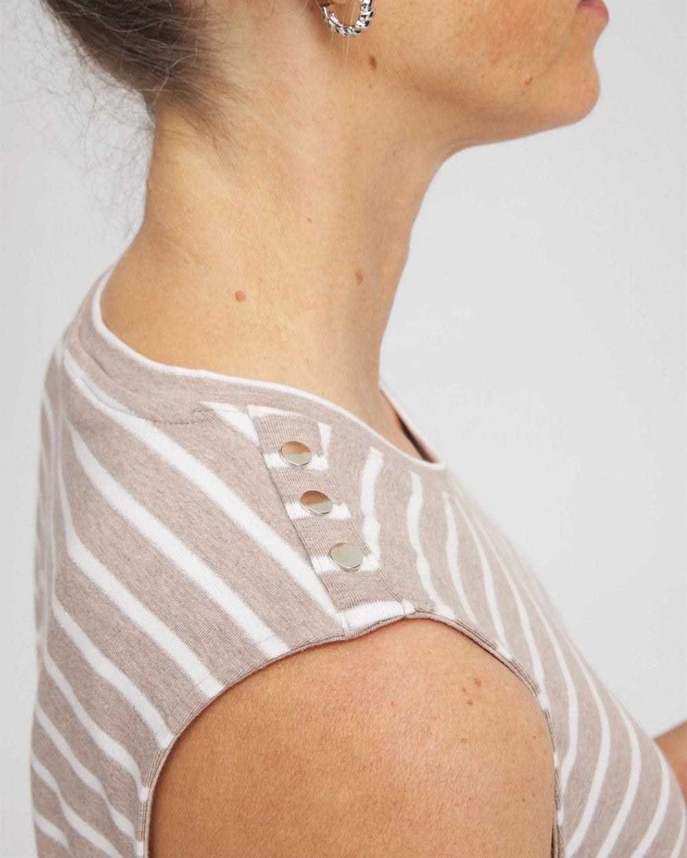 Zenergy® UPF Sleeveless Metallic-Striped Tank Light Taupe Heather - Chico's