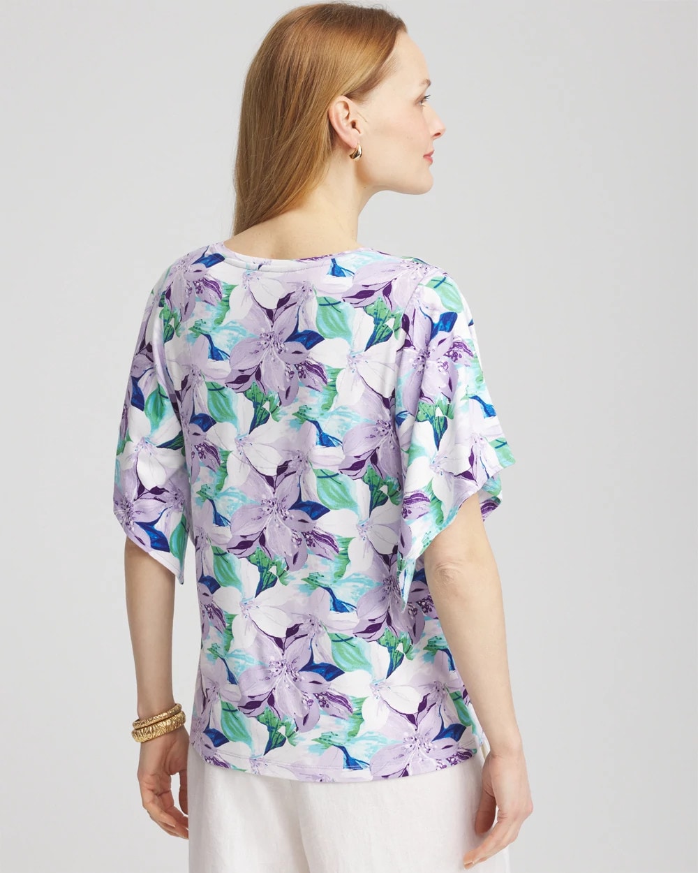 Touch of Cool™ Lily Handkerchief-Sleeve V-Neck Tee Gentle Lavender - Chico's