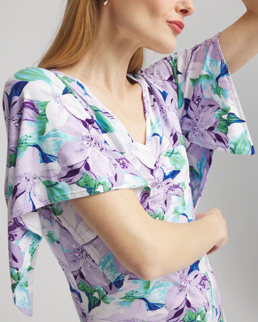Touch of Cool™ Lily Handkerchief-Sleeve V-Neck Tee Gentle Lavender - Chico's