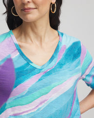 Sea Print Short Sleeve Forward-Seam Tee Paradiso Blue - Chico's
