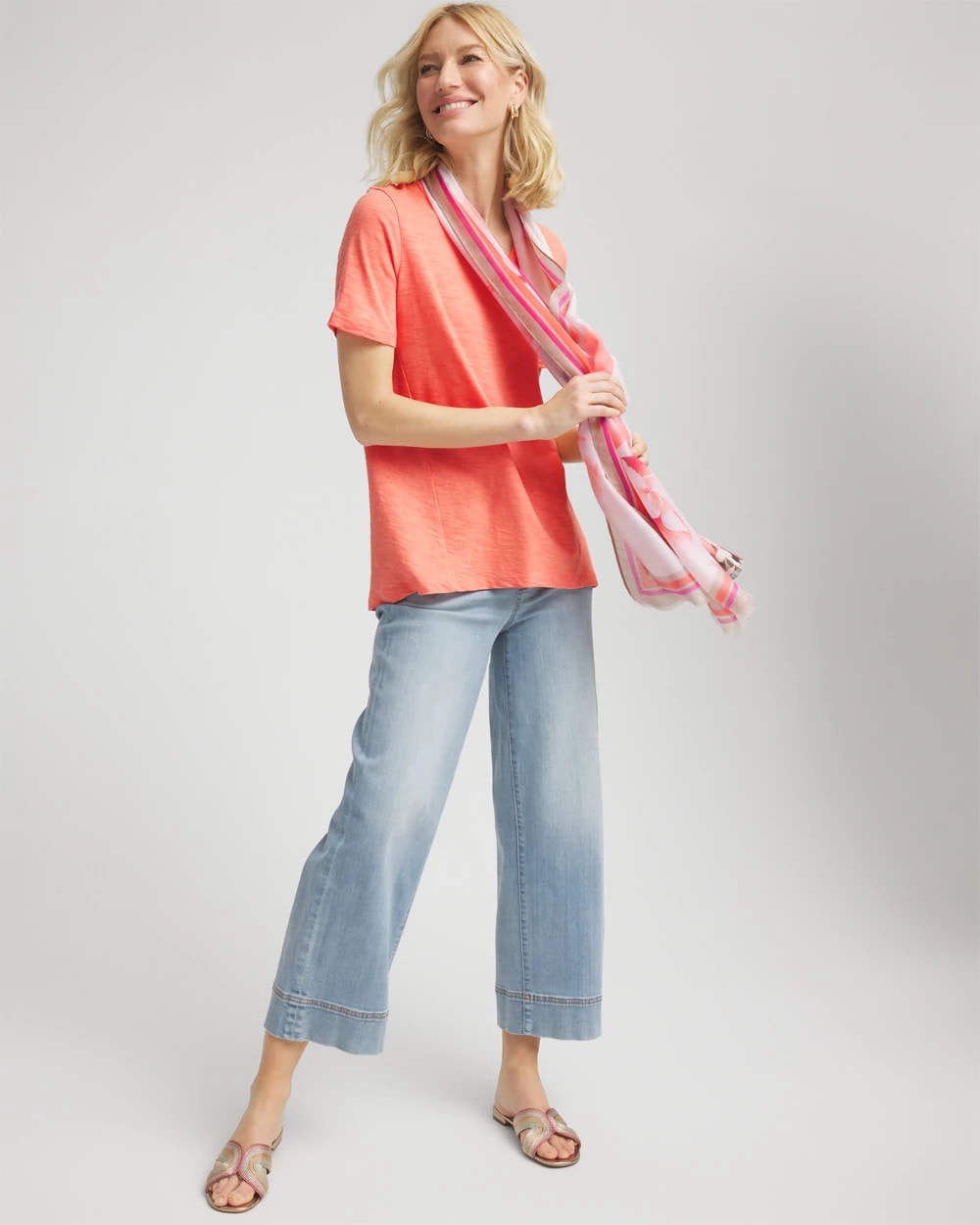 Slub V-Neck Tee Sunset Peach - Chico's