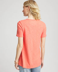 Slub V-Neck Tee Sunset Peach - Chico's