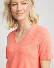Slub V-Neck Tee Sunset Peach - Chico's