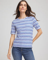 Slub Short Sleeve Tee Blue Pearl - Chico's