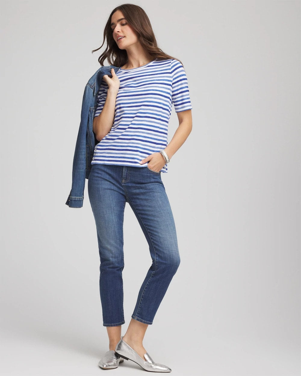 Slub Short Sleeve Tee Blue Pearl - Chico's