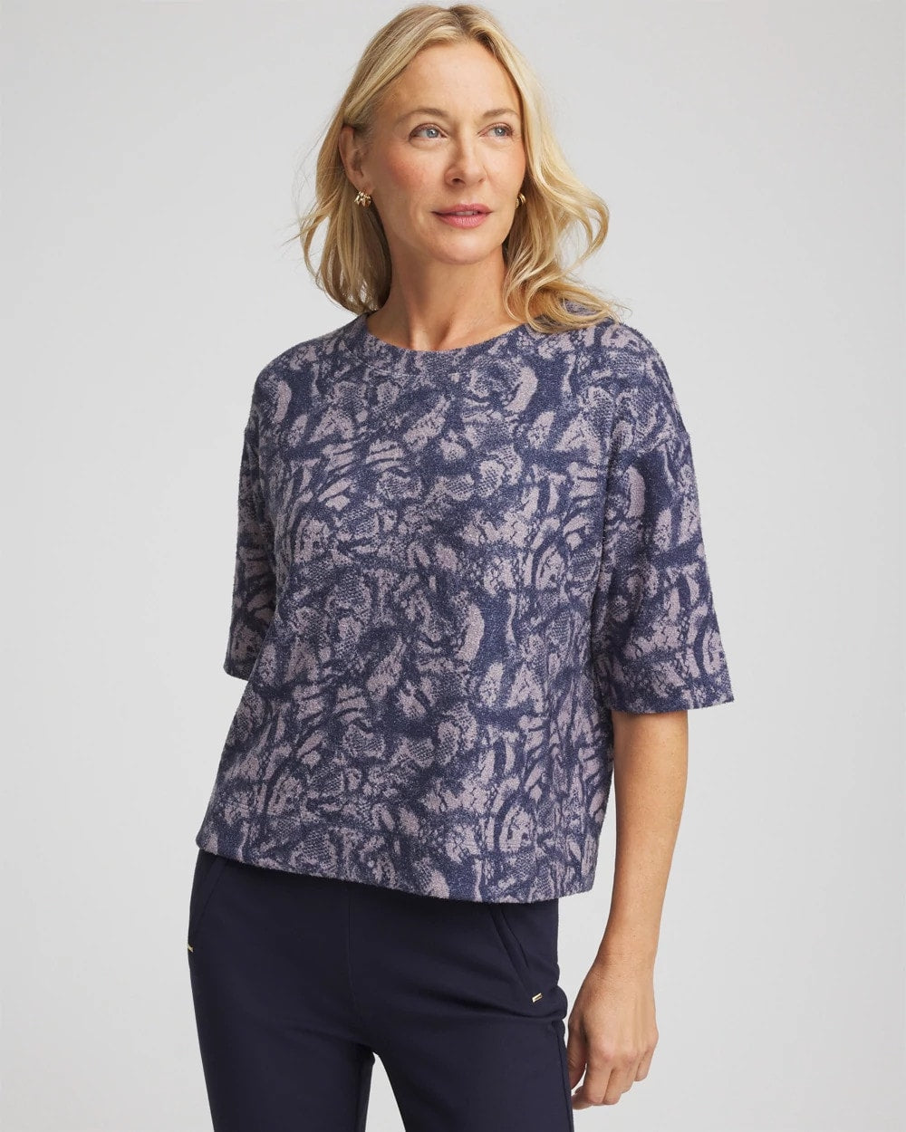 Animal Cozy Crewneck Tee Indigo Sky - Chico's
