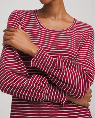 Smocked-Sleeve Cotton-Slub Tee Russet Red - Chico's