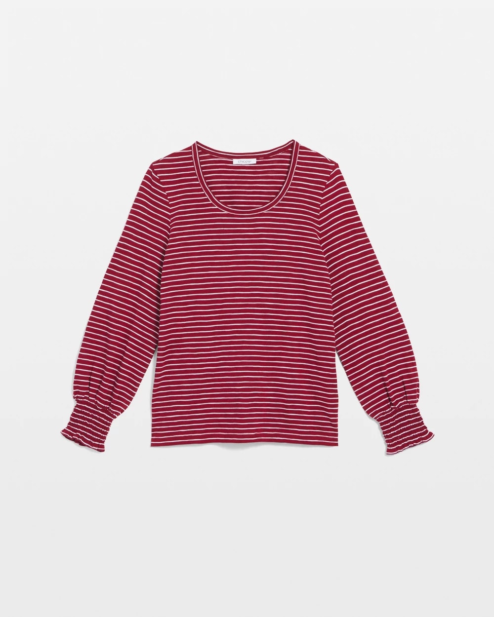 Smocked-Sleeve Cotton-Slub Tee Russet Red - Chico's