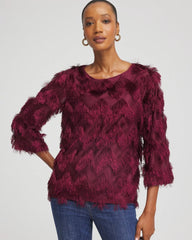 Chevron Fringe Party Top Deep Chianti - Chico's