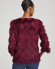 Chevron Fringe Party Top Deep Chianti - Chico's