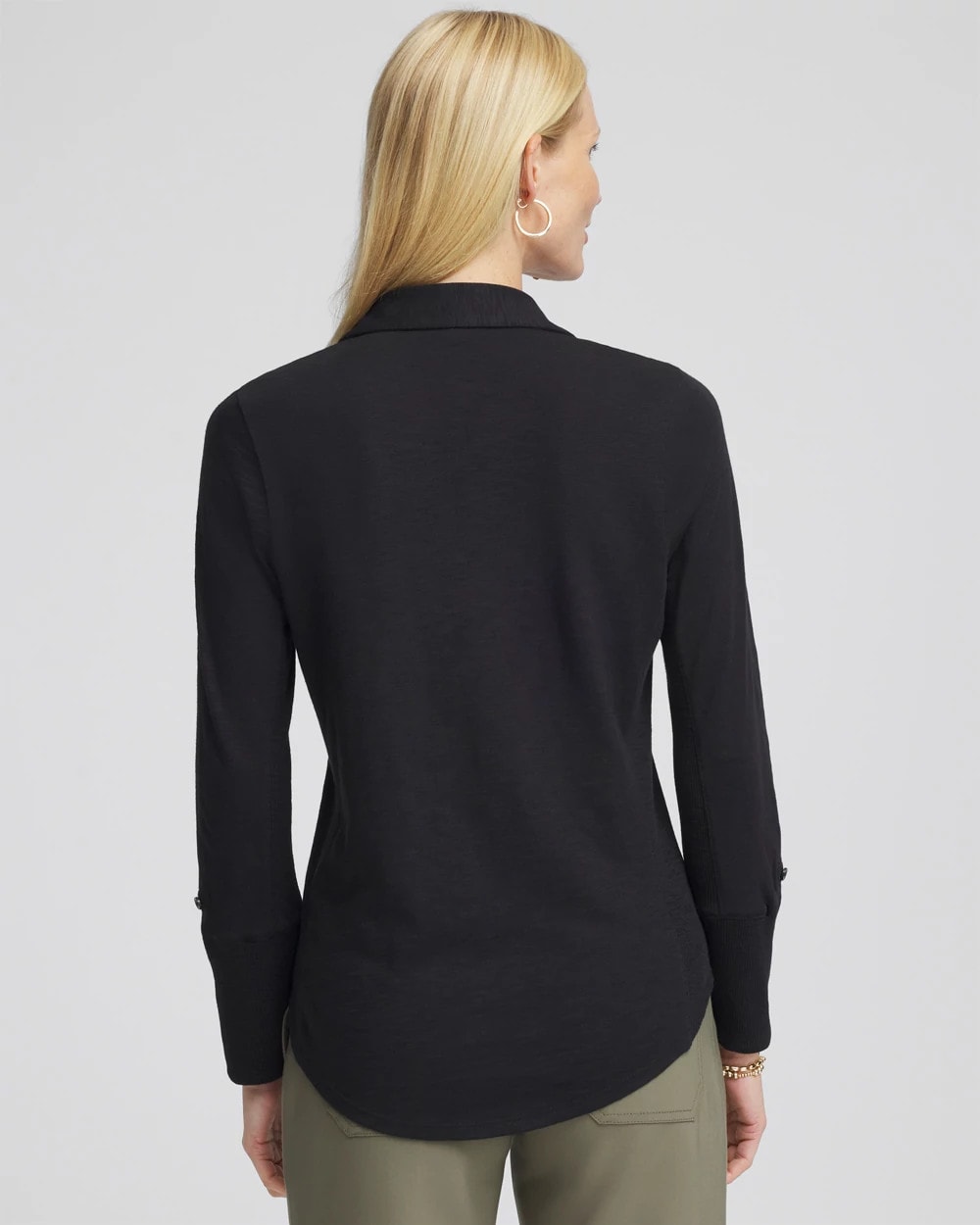 Collared Henley Shirt Black - Chico's