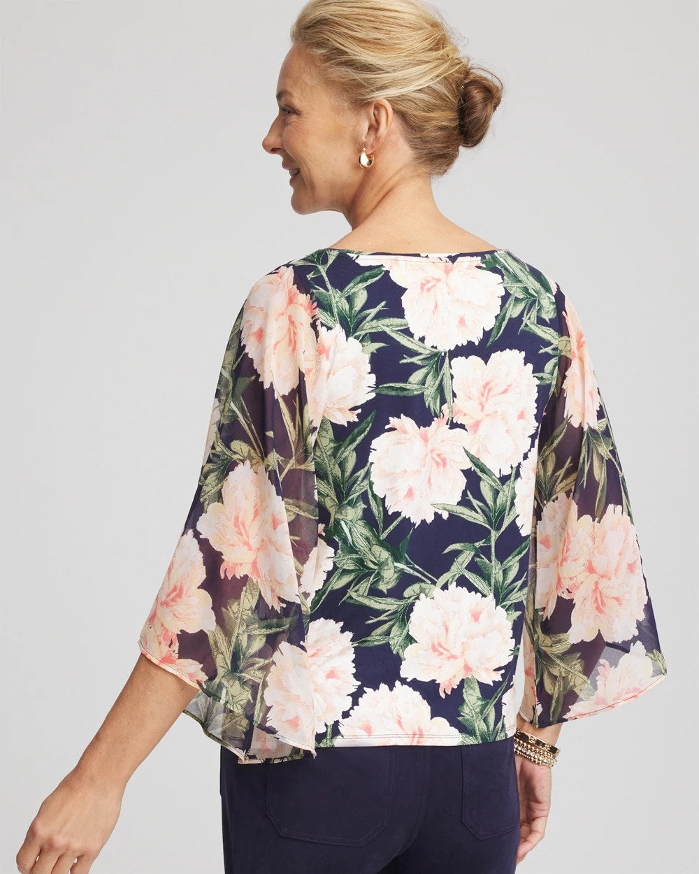 Georgette Angel-Sleeved Top Darkest Spruce - Chico's