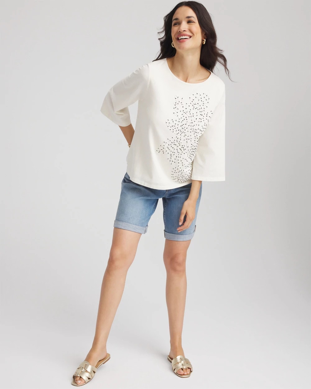 Soutache Embroidered Wildflower Top Ecru - Chico's