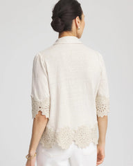 Crochet Trim Linen Shirt River Rock - Chico's