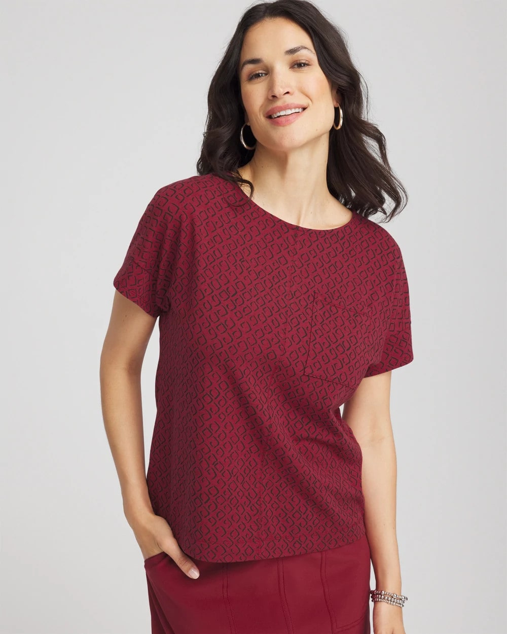 Zenergy® UPF Geo-Print Dolman Top Russet Red - Chico's