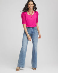 Touch of Cool™ Crochet Lace Square-Neck Tee Crushed Berries - Chico's