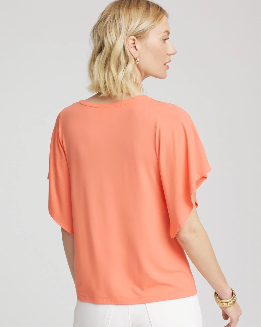 Touch of Cool™ Handkerchief-Sleeve V-Neck Tee Sunset Peach - Chico's