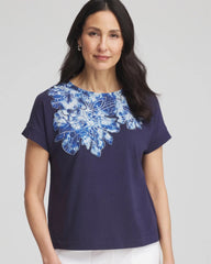 Zenergy® UPF Knit Applique Dolman Top Passport Blue - Chico's