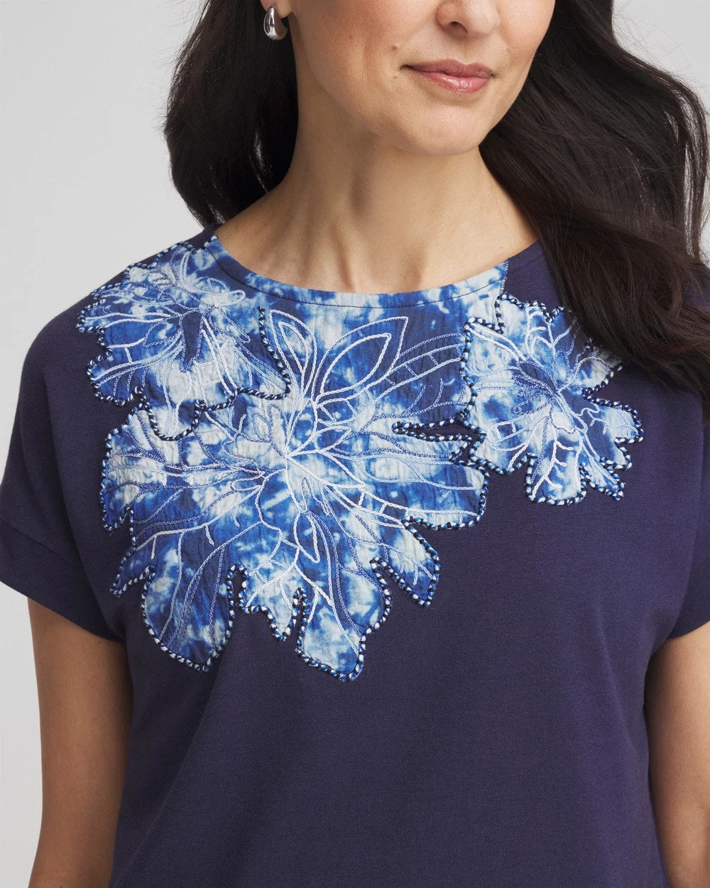 Zenergy® UPF Knit Applique Dolman Top Passport Blue - Chico's