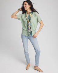 Jacquard Banded Hem Top Moroccan Mint - Chico's