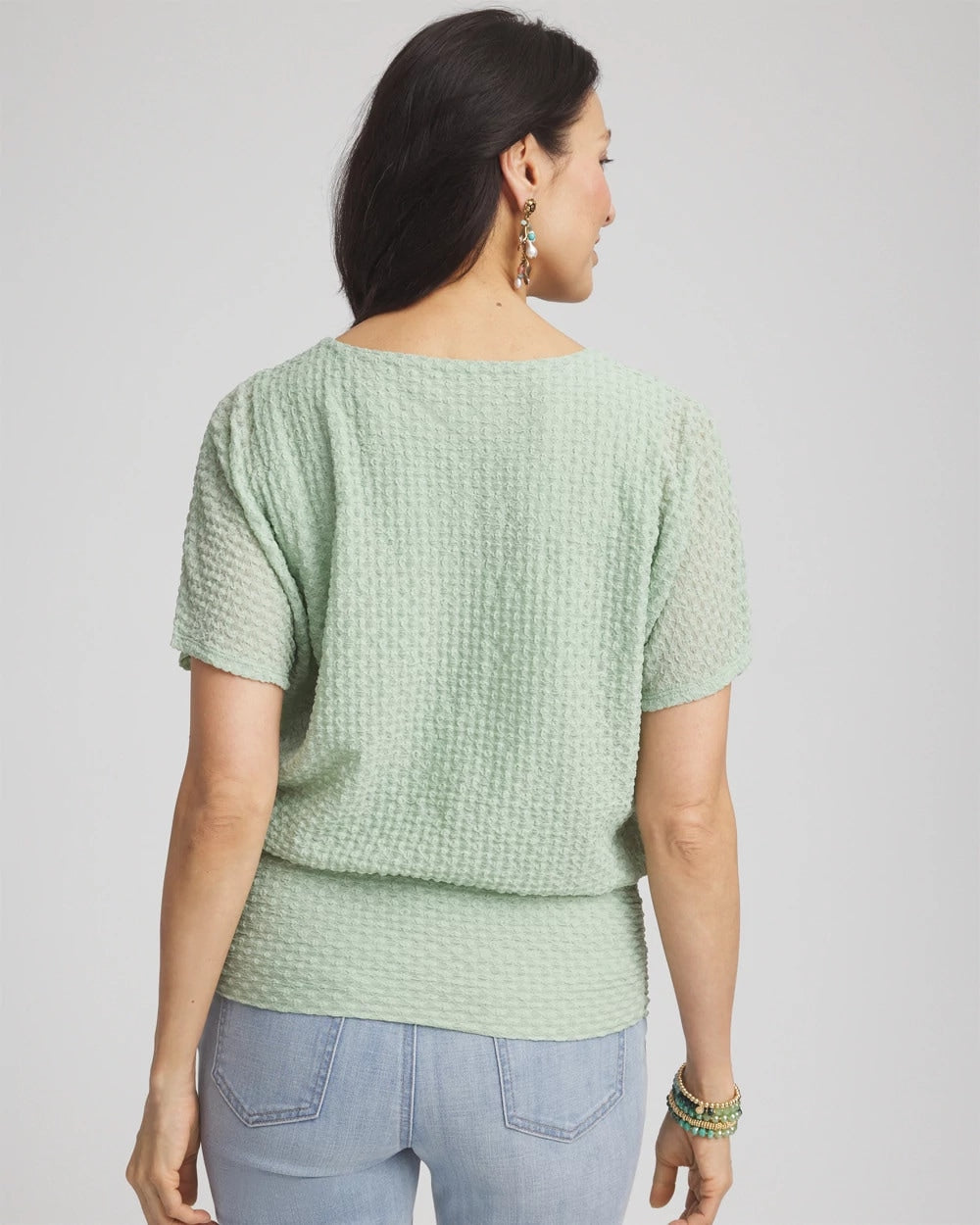 Jacquard Banded Hem Top Moroccan Mint - Chico's