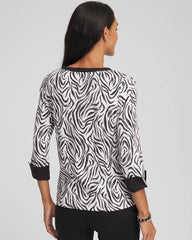 Pima Jewel Neck Contrast Tee Black - Chico's