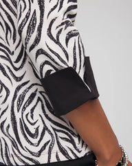 Pima Jewel Neck Contrast Tee Black - Chico's