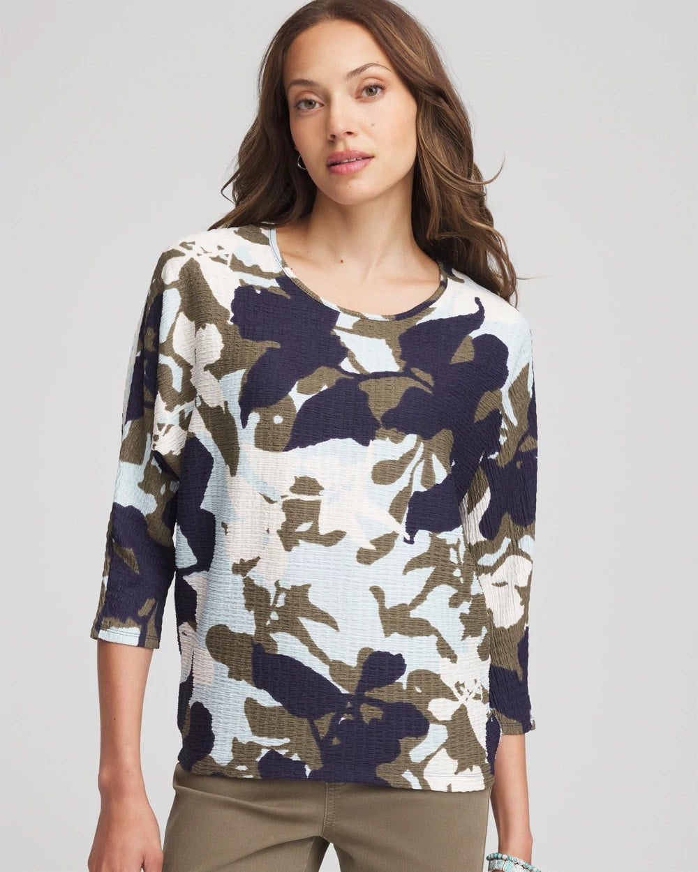 Floral Wedge Top Blue Menthe - Chico's