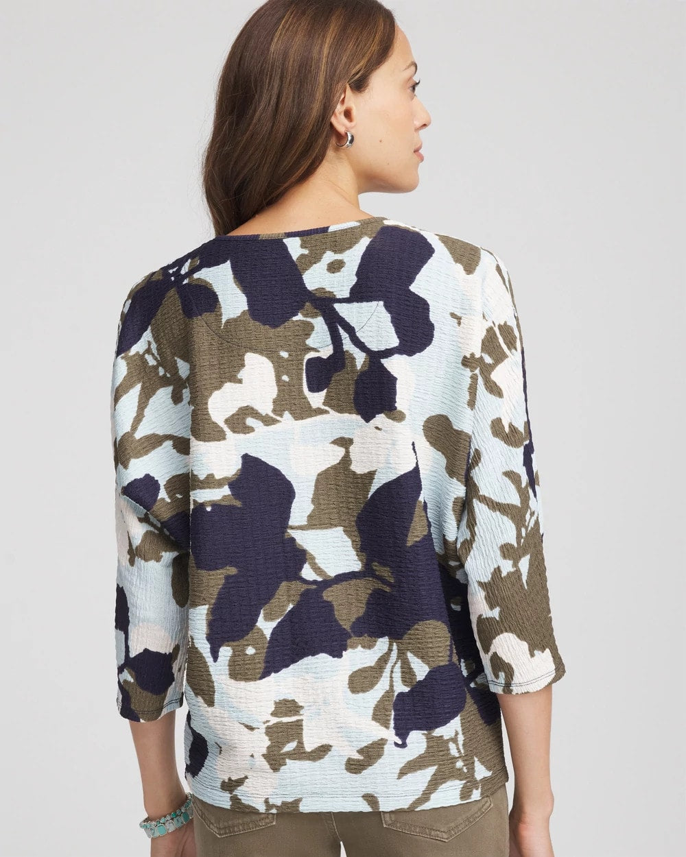 Floral Wedge Top Blue Menthe - Chico's