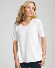 Slub Paneled Elbow Tee Alabaster - Chico's