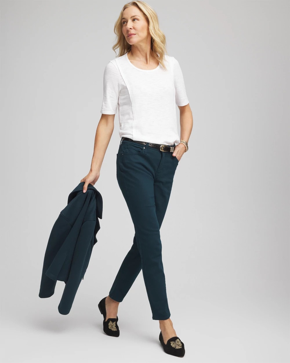 Slub Paneled Elbow Tee Alabaster - Chico's