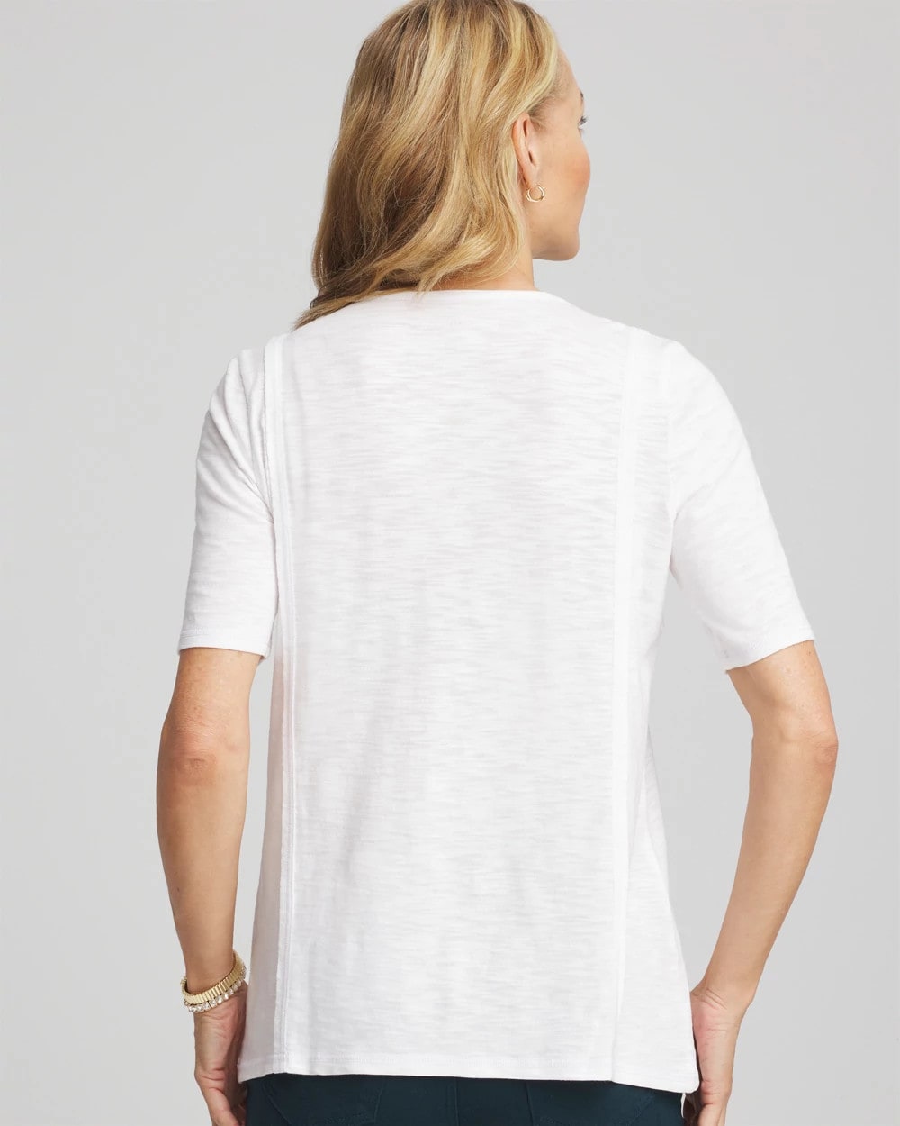 Slub Paneled Elbow Tee Alabaster - Chico's