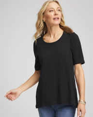Slub Paneled Elbow Tee Black - Chico's