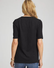 Slub Paneled Elbow Tee Black - Chico's