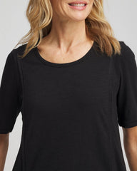 Slub Paneled Elbow Tee Black - Chico's