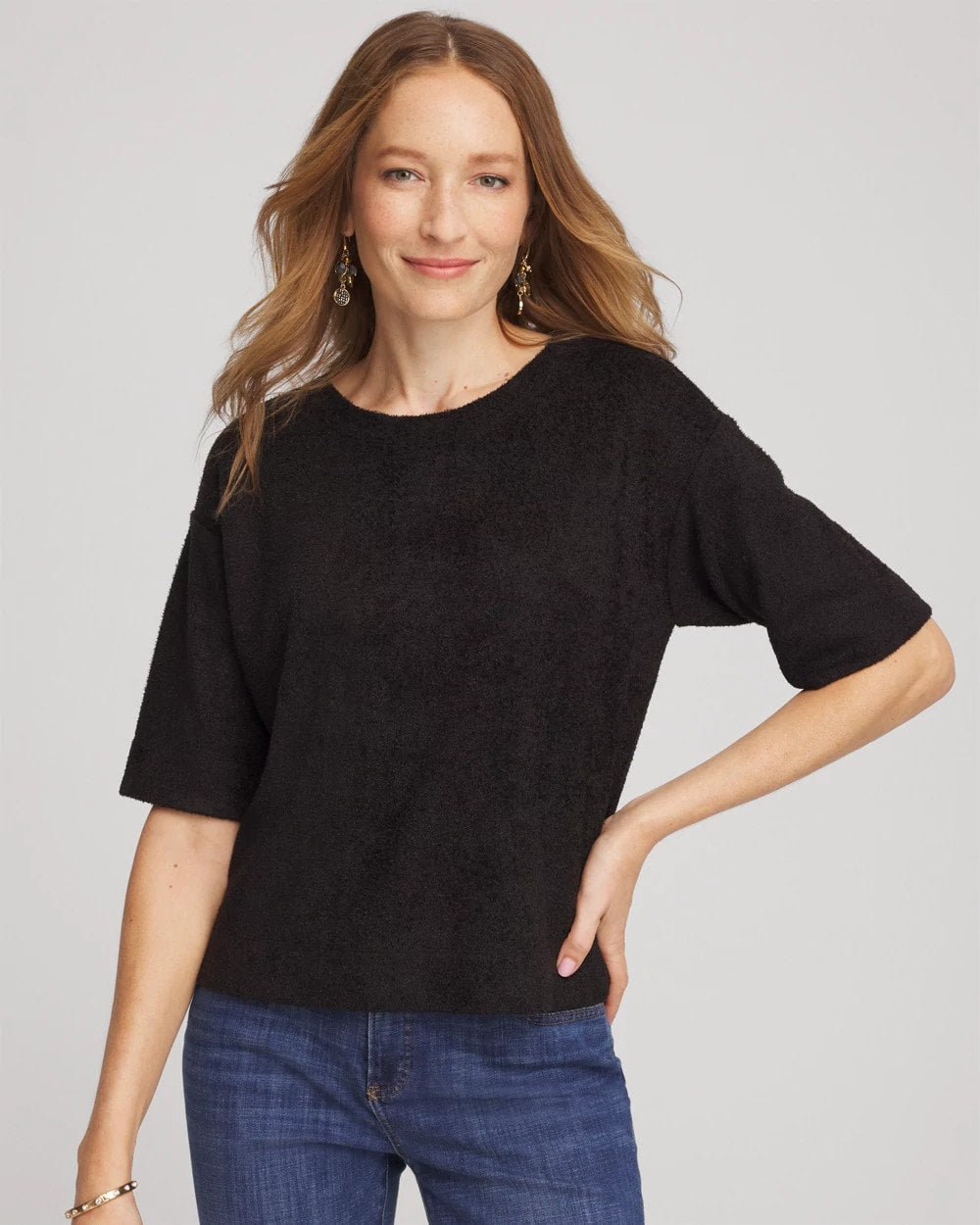 Cozy Crewneck Tee Black - Chico's