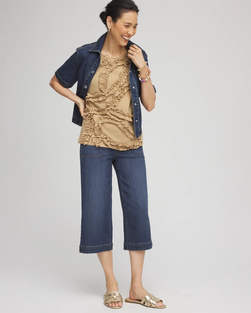 Sleeveless Ruffle-Appliqué Tank Top Cafe Aroma - Chico's