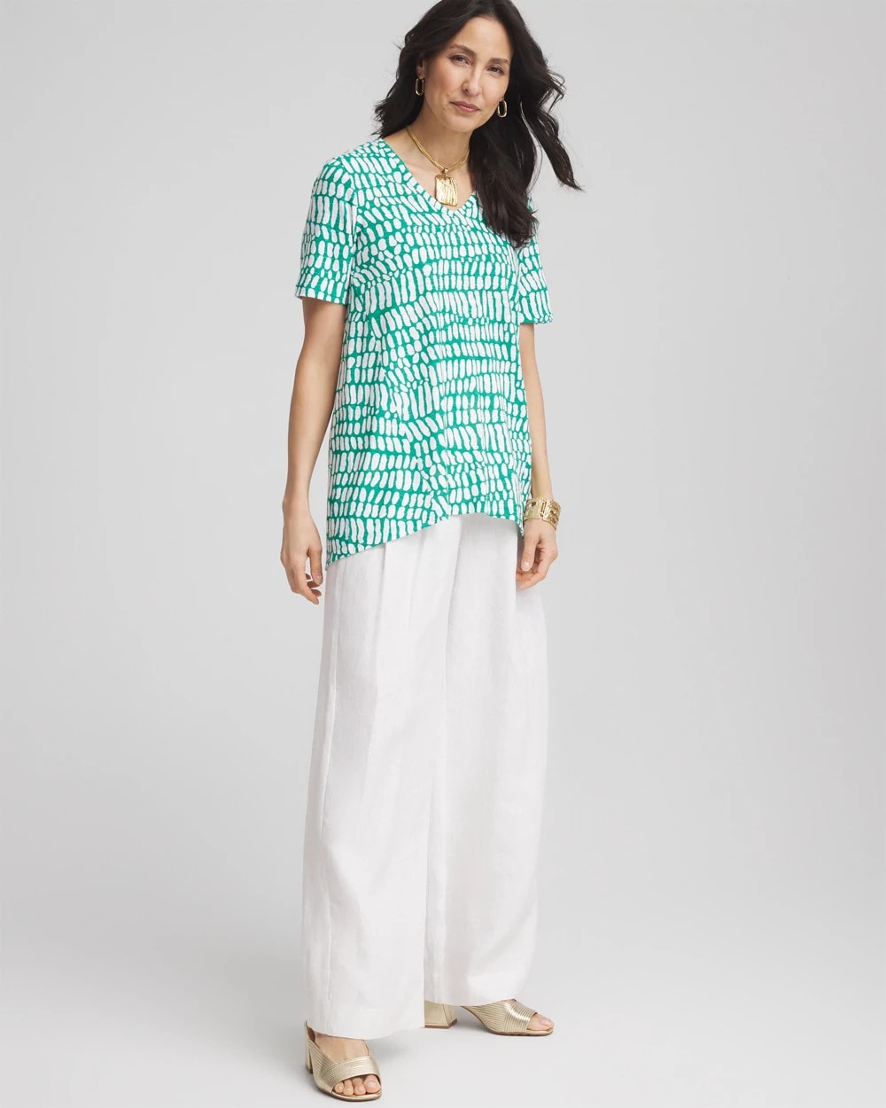 Tropical Short Sleeve Forward-Seam Tee Eden Green - Chico's