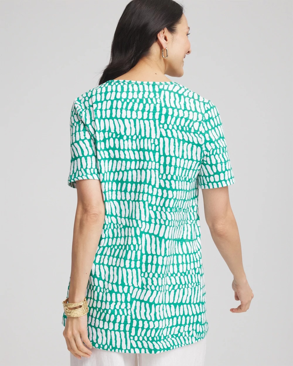 Tropical Short Sleeve Forward-Seam Tee Eden Green - Chico's